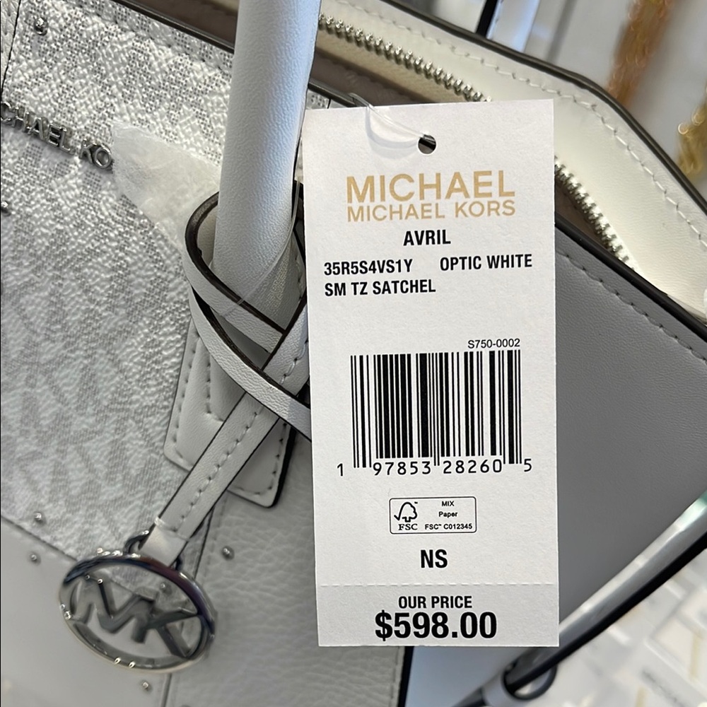 Michael Kors Avril Small Studded Patchwork and Signature Logo Satchel Crossbody - Picture 2 of 16